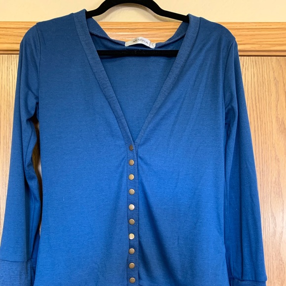 Blue Button Up Cardigan - Picture 4 of 4